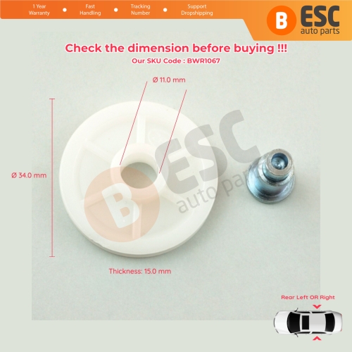 Rear Window Regulator Repair Corner Cable Roller Pulley for Renault Megane MK1 X64 1996-2003 4/5 Door