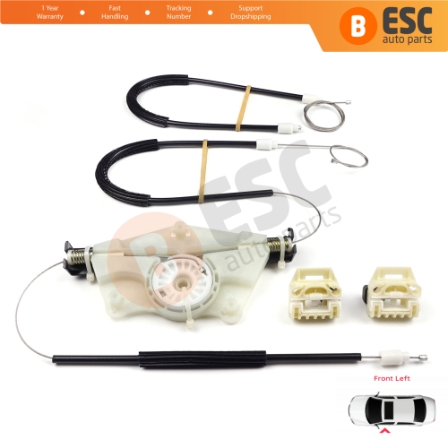 Window Regulator Repair Kit Front Left Door for Seat Toledo MK2 1M2 1998-2004 Leon MK1 1M1 1999-2006 4/5 Door 1M0837461A