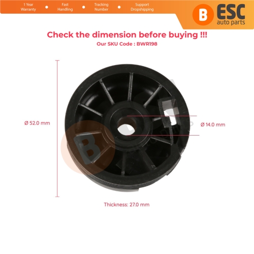 Window Regulator Repair Cable Roll Gear Reel Wheel Pulley Right Door for Renault Megane 2 Peugeot 206 Opel Meriva Citroen C3 8201010925