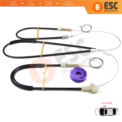 Power Window Regulator Repair Set Front Right Door for VW Golf MK3 1H1 1H5 1991-1998 5-Door Vento Jetta 1H2 1992-1999 1H0837462A