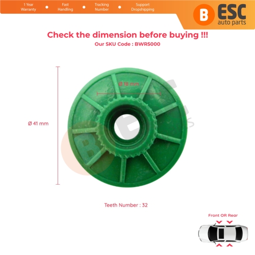 Window Regulator Motor Cog Roller Gear for VW Polo 4 T6 Amarok Caddy 2 3 Golf 5 6 Jetta 4 UP! Skoda Fabia 1 Octavia 2 Citigo Roomster 5J