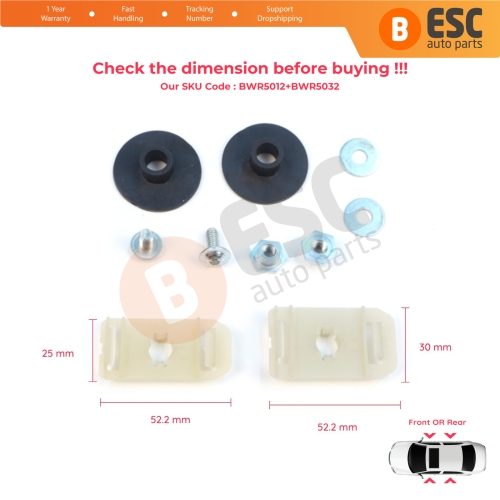 Window Regulator Glass Rail Mount Bracket Sash Clips Set for Mercedes C Class W203 S203 CL203 CLC 2037200114