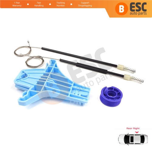 Window Regulator Repair Kit Rear Right for VW Polo Vento MK5 6R 6C 61 2009-2022 4/5 Door 6R4839462