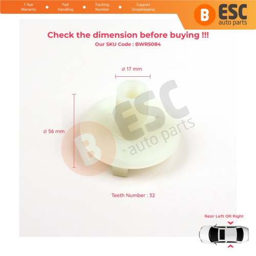 Window Regulator Repair Motor Cog Inner Gear Rear Door for Mercedes S Class W140 1992-1999 4-Door Sedan 1407301246