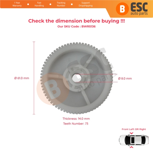 Window Regulator Motor Cog Roller Gear for DAF Truck CF65 CF75 CF85 XF95 XF105 2001-2013 1779727 1779728