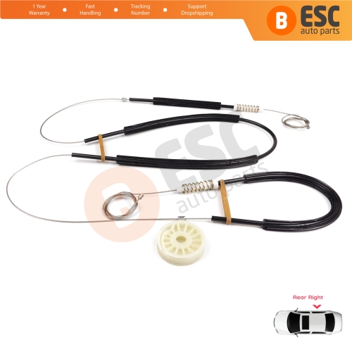 Power Window Regulator Repair Set Rear Right for Audi Q7 MK1 4L 4LB 2006-2015 5-Door SUV 4L0839462