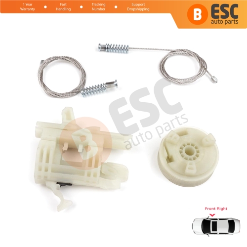 Power Window Regulator Repair Kit Front Right for Fiat 500 2007-On 2/3 Door Hatchback Cabrio Convertible 68070267AD