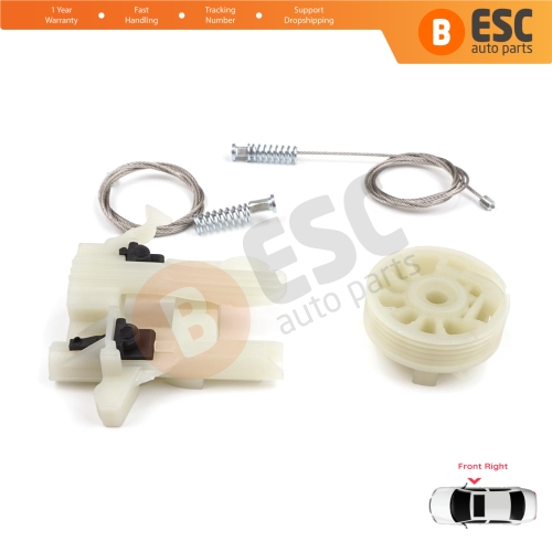 Power Window Regulator Repair Kit Front Right for Fiat 500 2007-On 2/3 Door Hatchback Cabrio Convertible 68070267AD