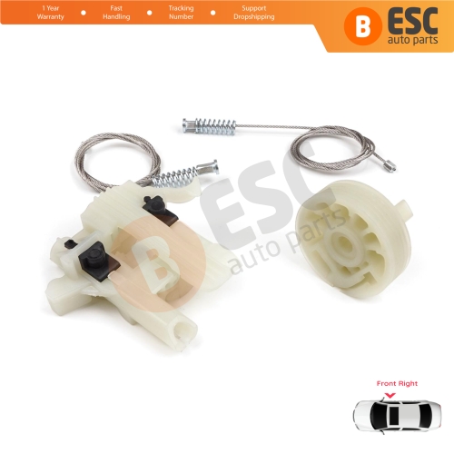 Power Window Regulator Repair Kit Front Right for Fiat 500 2007-On 2/3 Door Hatchback Cabrio Convertible 68070267AD