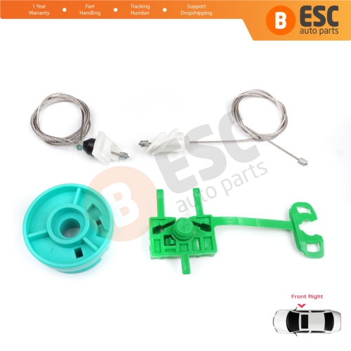 Power Window Regulator Repair Set Front Right Door for Fiat Punto MK2 188 188AX 1999-2005 3/5 Door 0046536311