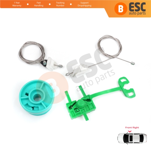Power Window Regulator Repair Set Front Right Door for Fiat Punto MK2 188 188AX 1999-2005 3/5 Door 0046536311