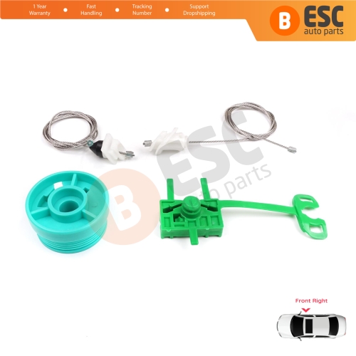 Power Window Regulator Repair Set Front Right Door for Fiat Punto MK2 188 188AX 1999-2005 3/5 Door 0046536311