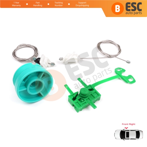 Power Window Regulator Repair Set Front Right Door for Fiat Punto MK2 188 188AX 1999-2005 3/5 Door 0046536311