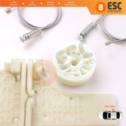 Power Window Regulator Repair Set Rear Right for Peugeot 207 WA WC WK SW 2006–2015 5-Door 9224C9