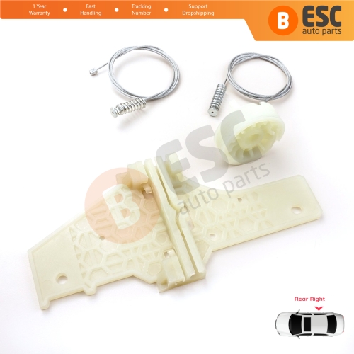 Power Window Regulator Repair Set Rear Right for Peugeot 207 WA WC WK SW 2006–2015 5-Door 9224C9