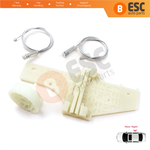 Power Window Regulator Repair Set Rear Right for Peugeot 207 WA WC WK SW 2006–2015 5-Door 9224C9