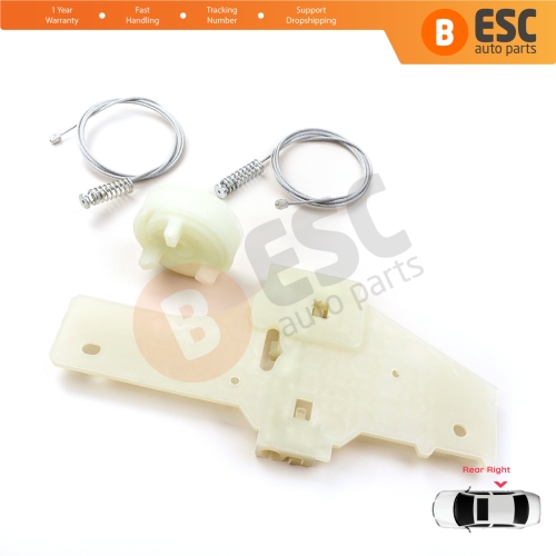Power Window Regulator Repair Set Rear Right for Peugeot 207 WA WC WK SW 2006–2015 5-Door 9224C9