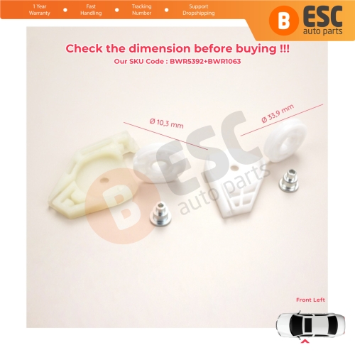 Front Left Window Regulator Repair Corner Cable Roller Pulley Clips Pin Sets for Fiat Doblo MK1 MPV Van 119 223 2001-2010 51718404