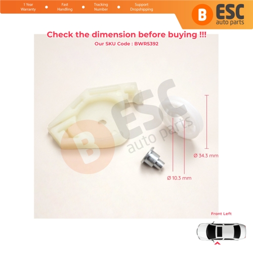 Front Left Window Regulator Repair Corner Cable Roller Pulley Clips Pin Set 2 for Fiat Doblo MK1 MPV Van 119 223 2001-2010 51718404