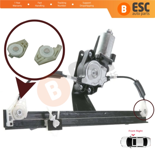 Front Right Window Regulator Repair Corner Cable Roller Pulley Clips Pin Set 1+2 for Fiat Doblo MK1 MPV Van 119 223 2001-2010 51718403