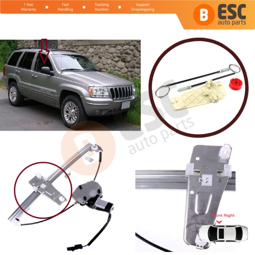 Window Regulator Repair Set Front Right Door for Jeep Grand Cherokee MK2 WJ WG 1998-2005 55076466AB