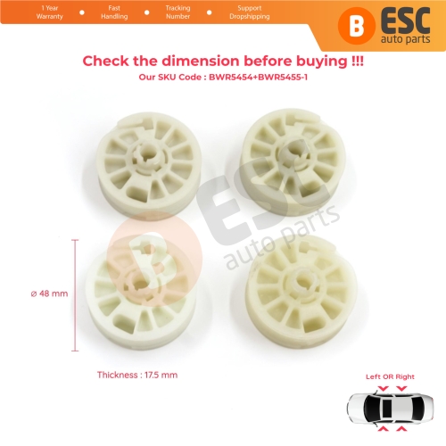 4 Pieces Window Regulator Wheel Pulley Drum Gear Sprocket Spool for Hyundai Elantra MD UD Sonata YF Tucson TL Kia Optima JF Sportage MK4 QL 82471D3011