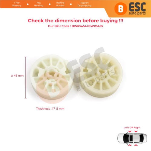 2 Pieces Window Regulator Wheel Pulley Drum Gear Sprocket Spool for Hyundai Elantra MD UD Sonata YF Tucson TL Kia Optima JF Sportage MK4 QL 82471D3011