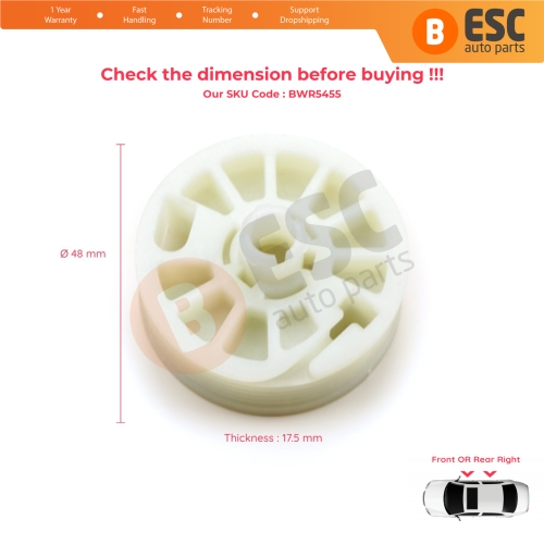 Right Window Regulator Wheel Pulley Drum Gear Sprocket Spool 82481D3011 for Hyundai Tucson MK3 TL 2016-2020