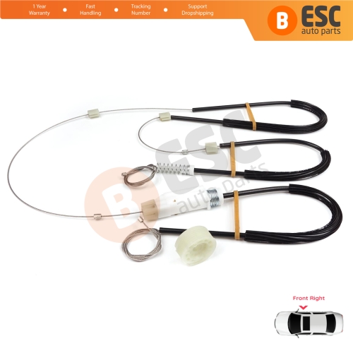 Power Window Regulator Repair Kit Front Right Door for VW CC Passat CC 357 358 2008-2017 4-Door Comfort Coupe Sedan 3C8837462