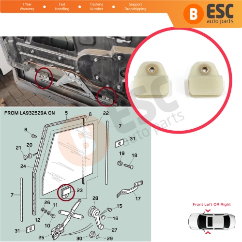 Front Window Regulator Glass Drop Runner Holder Clips for Land Rover Defender L315 L316 90 110 130 1994-2016 STC4787