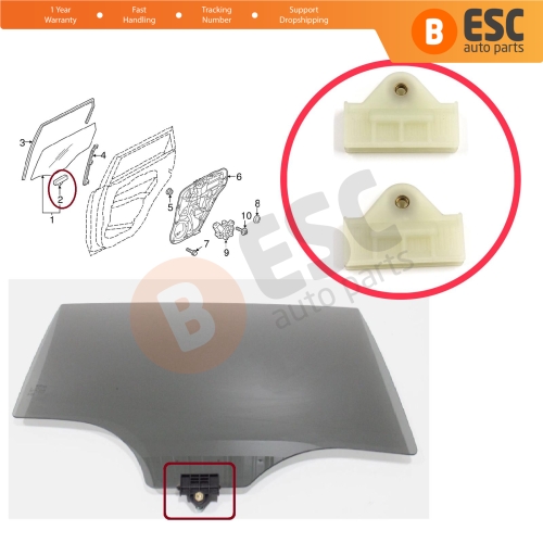Rear Window Regulator Glass Runner Holder Clips for Hyundai Tucson MK3 TL Nexo MK1 FE Kia Sportage MK4 QL Niro MK1 DE 83412-A4000