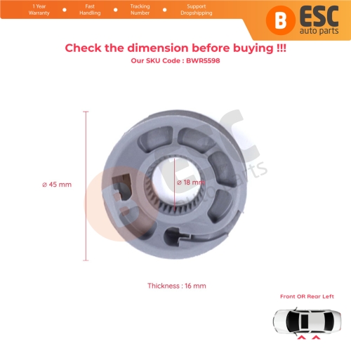 Window Regulator Repair Cable Roll Gear Reel Wheel Pulley Left for Range Rover L405 Sport L494 2013-2022