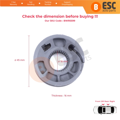Window Regulator Repair Cable Roll Gear Reel Wheel Pulley Right for Range Rover L405 Sport L494 2013-2022
