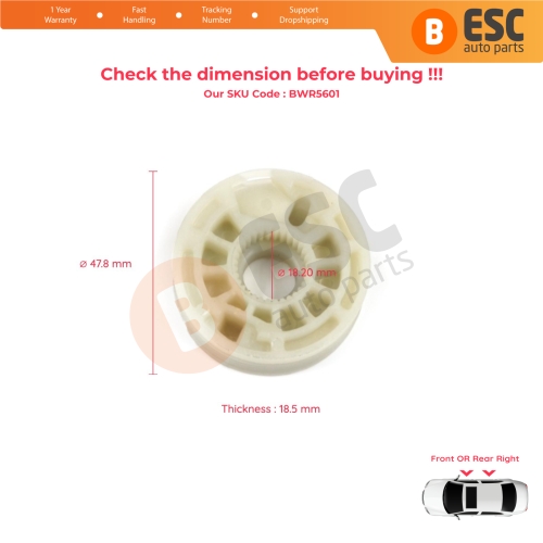 Window Regulator Repair Cable Roll Gear Reel Wheel Pulley Right for Hyundai Elantra MK5 MD UD MK6 AD ADA 2010-2022 4-Door