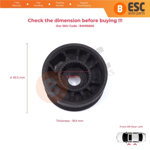 Window Regulator Repair Cable Roll Gear Reel Wheel Pulley Left Door for Citroen C-Elysee DD Peugeot 301 2012-On 9677416980