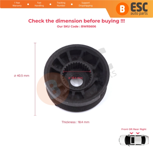 Window Regulator Repair Cable Roll Gear Reel Wheel Pulley Right Door for Citroen C-Elysee DD Peugeot 301 2012-On 9677416880