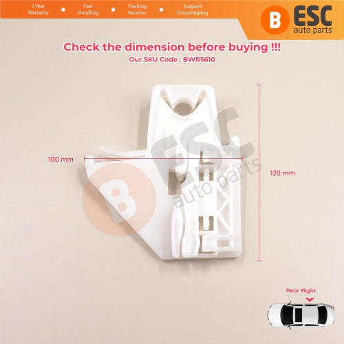 Power Window Regulator Repair Clips Rear Right for Skoda Octavia MK2 A5 1Z3 1Z5 2004-2013 4/5-Door 1Z0839656