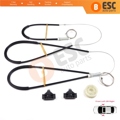 Window Regulator Repair Kit Front Left or Right Door for VW Lupo 6E1 6X1 Seat Arosa 6H1 1998-2005 3- Door Hatchback 6X0837461 6X0837462