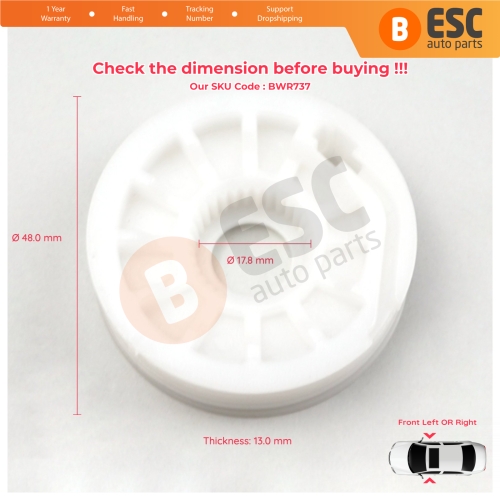 Window Regulator Wheel Front Left Or Right Door for Peugeot 307 4/5Door 2000-2007