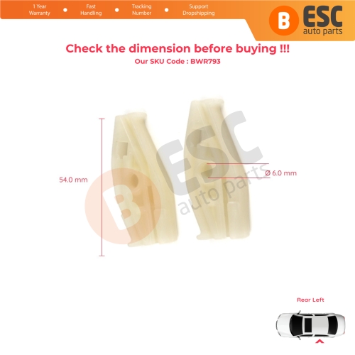 Rear Left Quarter Window Regulator Repair Clips for Renault Megane MK1 VW New Beetle 1Y7 Peugeot 206 2D 2-Door CC Coupe Cabrio