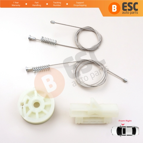 Window Regulator Repair Kit Front Right for Fiat Fiorino Qubo MK3 225 Peugeot Bipper Citroen Nemo AA 2008-2024 MPV Van 9222EN