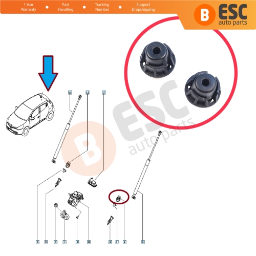 Rear Trunk Tailgate Stop Buffer for Renault Clio 2 3 4 Megane 2 3 Captur 1 Fluence Espace Dacia Duster Logan 2 Dokker Sandero Lodgy 658296965R
