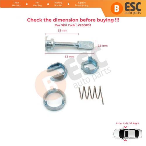 Front Door Lock Barrel Repair Kit 51.5 mm for Seat Leon MK1 1M 1999-2006 3B0837167 