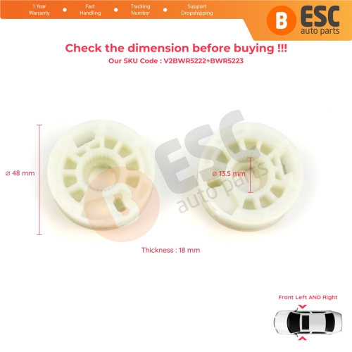 Window Regulator Repair Cable Roll Gear Reel Wheel Pulley Front Left Right Door for Hyundai I30 MK2 GD 2011-2017 Kia Ceed MK2 JD 2012-2018 5-Door