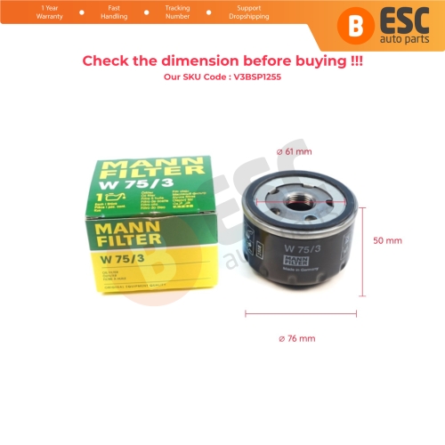 Oil Filter Genuine MANN W75/3 W 75/3 7700274177 for Mitsubishi Carisma Space Star Suzuki Grand Vitara Jimny Samurai