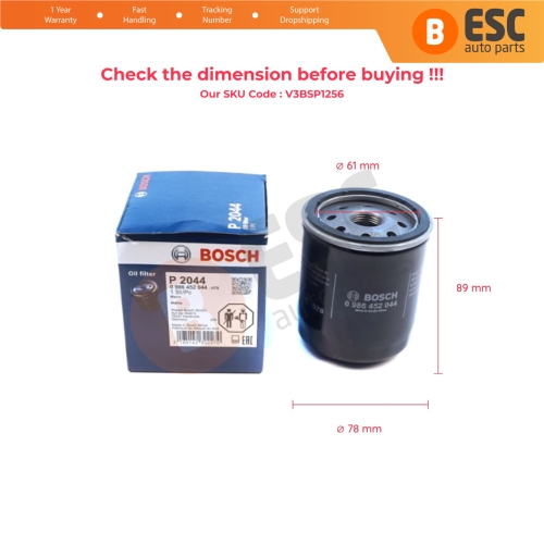 Oil Filter Genuine Bosch P 2044 0986452044 for Chrysler Voyager / Grand Voyager III Stratus JA JX Cirrus Voyager II ES