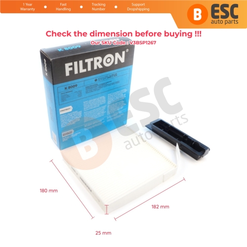 Cabin Air Particulate Pollen Filter Genuine FILTRON K 8009 for Renault Clio MK2 3 4 Duster MK1 HS Logan MK1 Sandero Stepway MK1 Twingo MK2 Wind