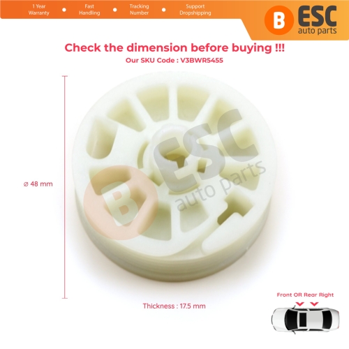 Right Window Regulator Wheel Pulley Drum Gear Sprocket Spool for Hyundai Elantra MD Sonata YF 2010-2016 82481-3Q000