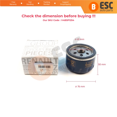 Oil Filter Genuine Renault MAIS 7700274177 for Nissan Almera Primera Interstar Micra Note Qashqai Tiida Kubistar NV200 Juke Primastar Terrano