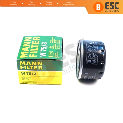 Oil Filter Genuine MANN W75/3 W 75/3 7700274177 for Nissan Almera Primera Interstar Micra Note Qashqai Tiida Kubistar NV200 Juke Primastar Terrano